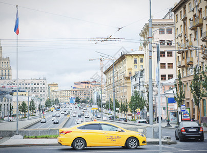 俄罗斯莫斯科街道出租车图片
