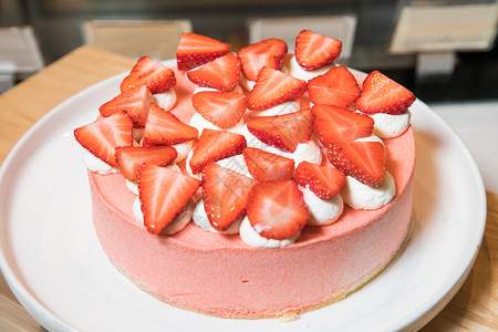 粉色草莓蛋糕蛋糕背景