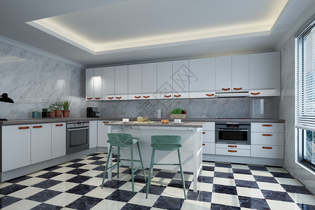 简单黑白美甲厨房空间设计设计图片