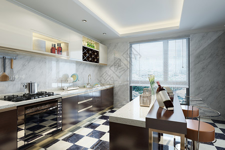 爵士白大理石厨房空间设计设计图片