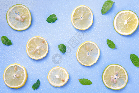 冰爽柠檬片背景图片