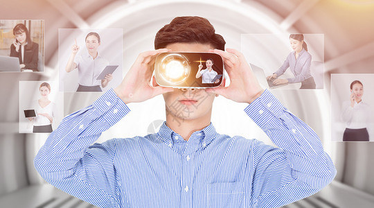 镜头背景素材VR眼镜体验虚拟现实设计图片