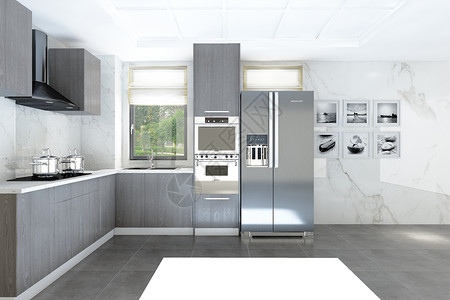 不锈钢装饰厨房空间设计设计图片
