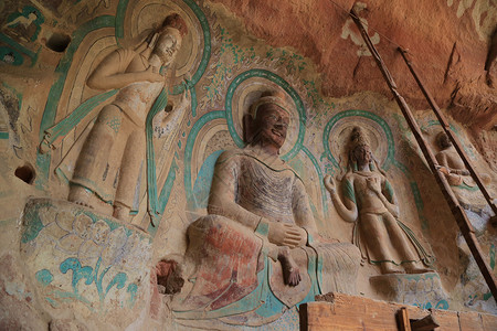 炳灵寺石窟水库炳灵寺高清图片