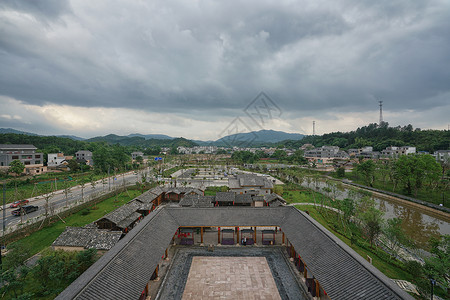 龙南县地标龙南县客家围屋背景