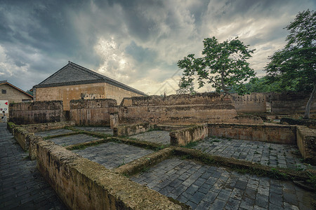 龙南县地标龙南县客家围屋背景