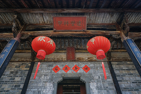 赣州地标龙南客家围屋背景