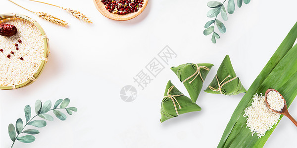 红枣糯米粽子粽子美食背景设计图片