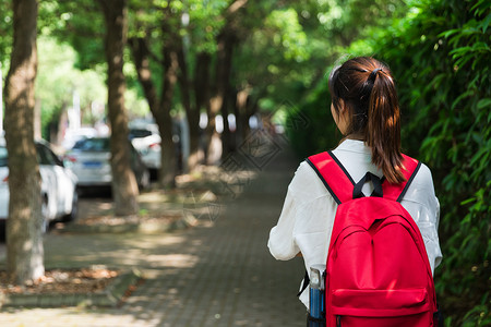 大学生背着书包背影背景图片