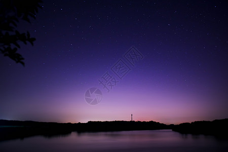梁子湖湖边宁静的夜空背景