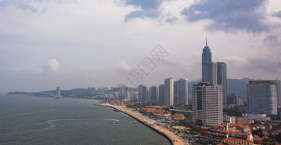 烟台海岸线海滨城市烟台背景