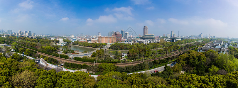 嘉兴月河嘉兴城市全景风光背景