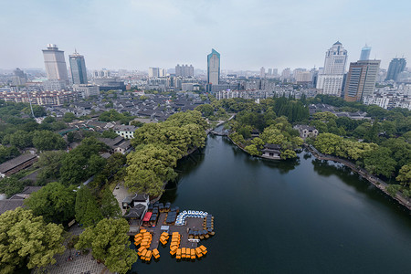 月湖风景城市风光背景