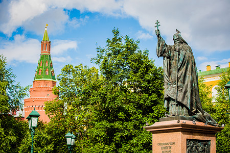 雕塑时间俄罗斯莫斯科红场雕像背景