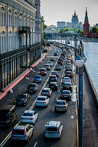 横渡莫斯科河俄罗斯莫斯科红场交通背景