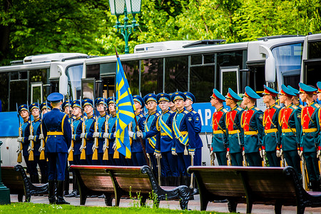 军旗素材俄罗斯三军仪仗队背景