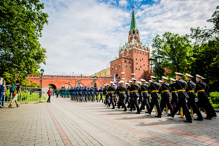 莫斯科蓝色俄罗斯红场仪仗队阅兵【媒体用图】（仅限媒体用图使用，不可用于商业用途）背景