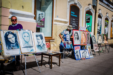 莫斯科街头俄罗斯街头艺术画像背景