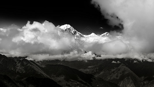 黑白雪山高原雪山黑白照背景