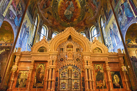 古代壁画俄罗斯圣彼得堡滴血救世主大教堂背景