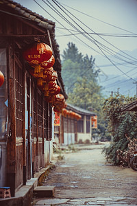 月河古街宁静的古镇老街背景