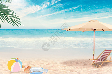 沙滩上的防嗮伞沙滩上的笑脸设计图片