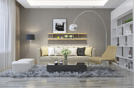 单联装饰画现代简约沙发客厅设计图片