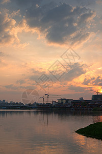 川河常德川紫河黄昏背景