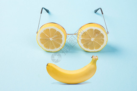 黄色小柠檬笑脸水果设计图片