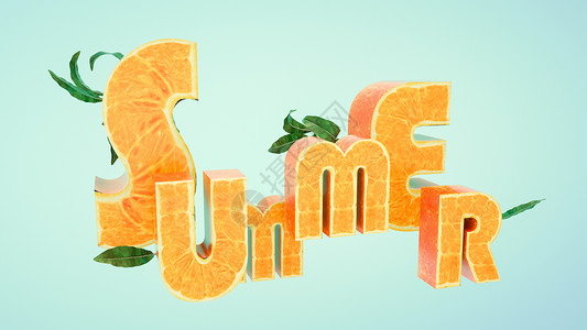 橙色立体字母创意果橙背景设计图片
