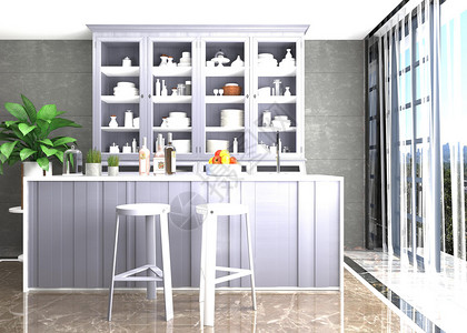 厨房布局现代简约厨房空间设计图片