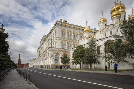 莫斯科蓝色克里姆林宫背景