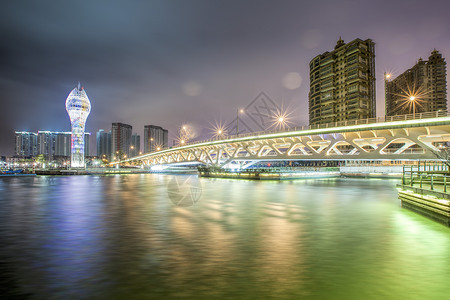 上海滨江雨夜背景图片