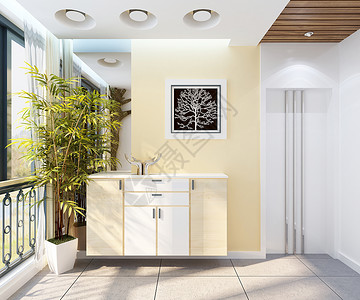 水槽柜阳台上的展示柜效果图设计图片