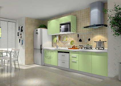 彩色家具厨房场景设计图片