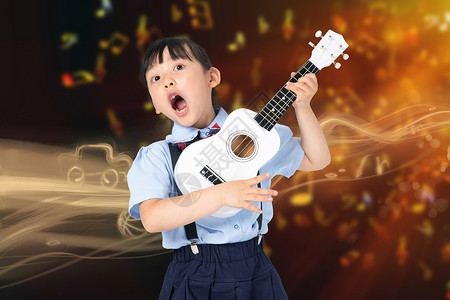 一把吉他儿童音乐教育设计图片