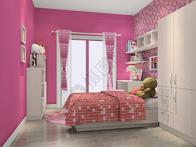 儿童房间效果图儿童温馨卧室场景设计图片