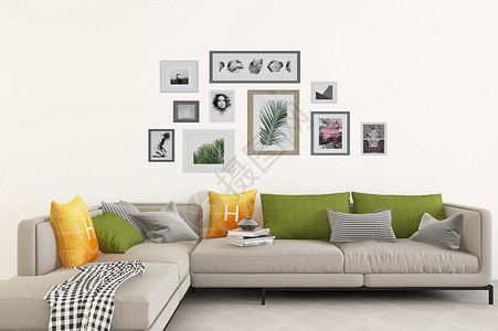 棉麻单人沙发现代客厅效果图设计图片