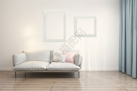 现代清新沙发背景墙高清图片