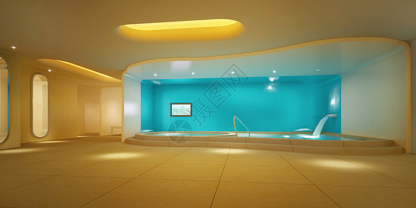 室内游泳幽暗的浴池大堂设计图片