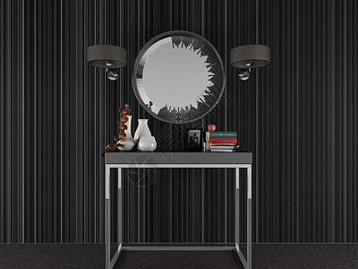 黑色摆件美式风格室内装饰展示柜设计图片