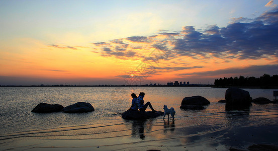 狗湖常熟昆承湖夏日傍晚背景