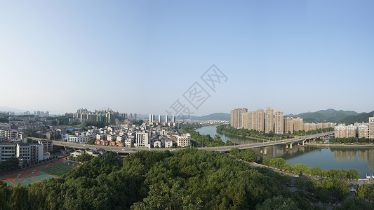 浏阳全景湖南浏阳市浏阳河全貌背景