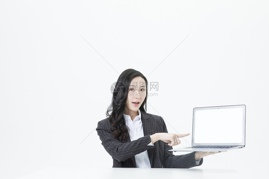商务女性办公笔记本电脑图片