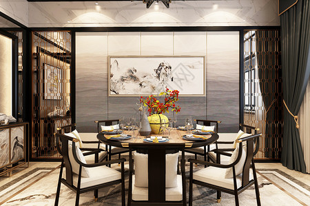 中式餐厅效果图中式餐厅空间设计图片