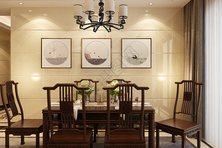 中式餐厅背景设计图片
