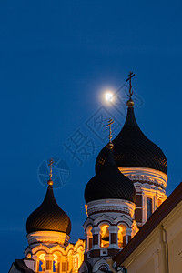 爱沙尼亚塔林老城夜景图片