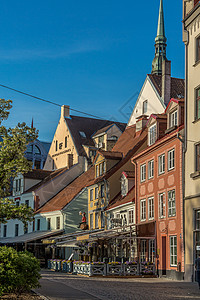 欧洲古镇街景拉脱维亚首都老城里加城市风光背景