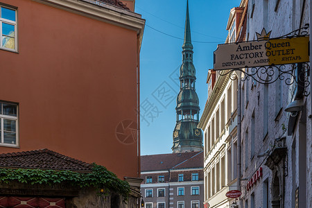 欧洲古镇街景拉脱维亚首都老城里加城市风光背景