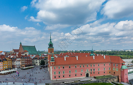 华沙城堡广场波兰华沙老城风光背景